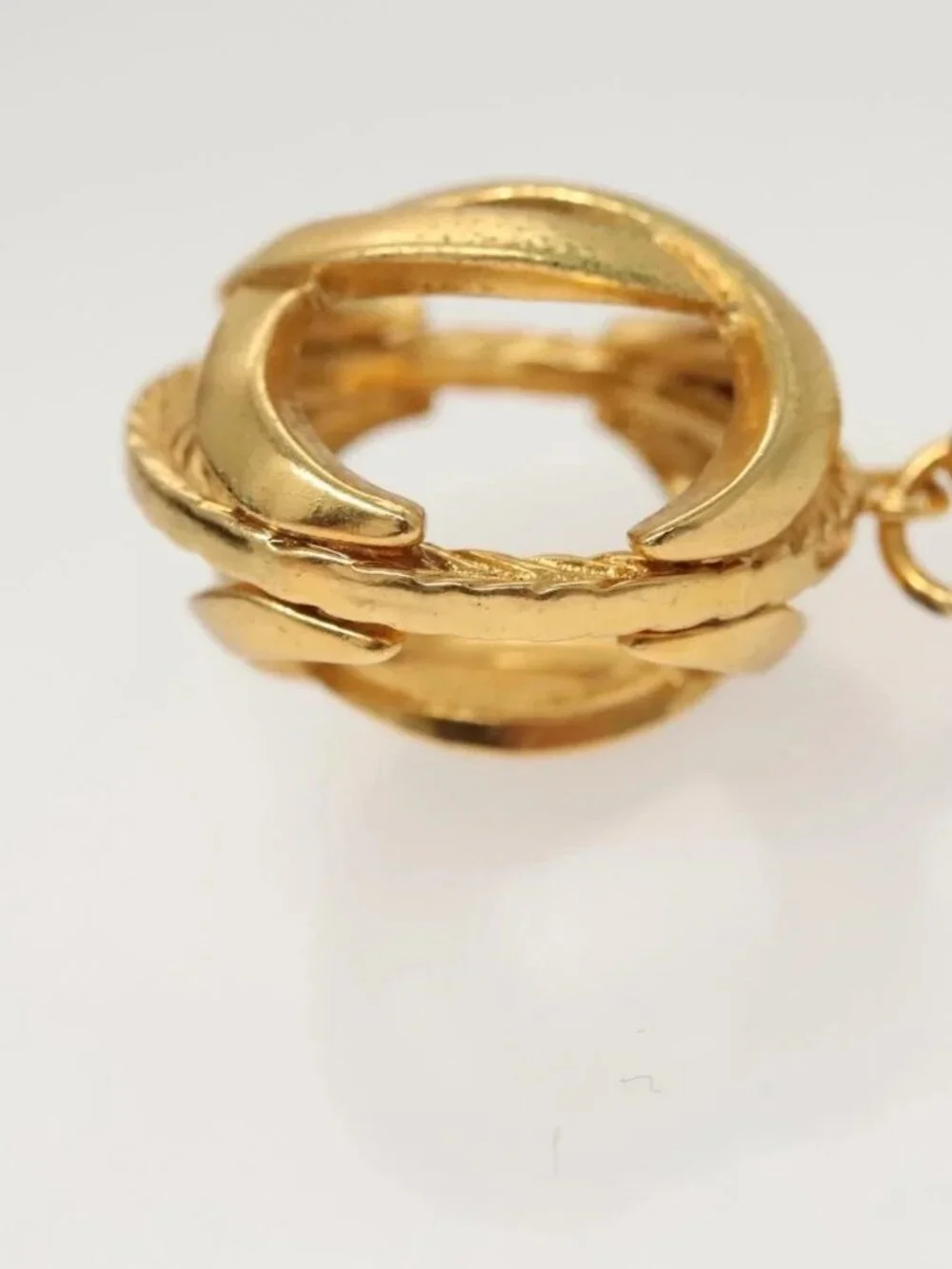 CHANEL COCO Mark Key Ring metal Gold CC Auth ar13427